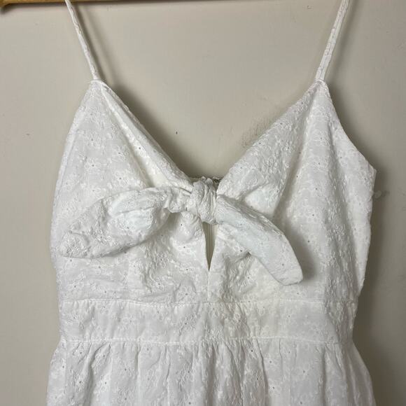 LOST & WANDER Day Trip 100% Organic Cotton White Eyelet Mini Dress Size XS - Picture 4 of 10